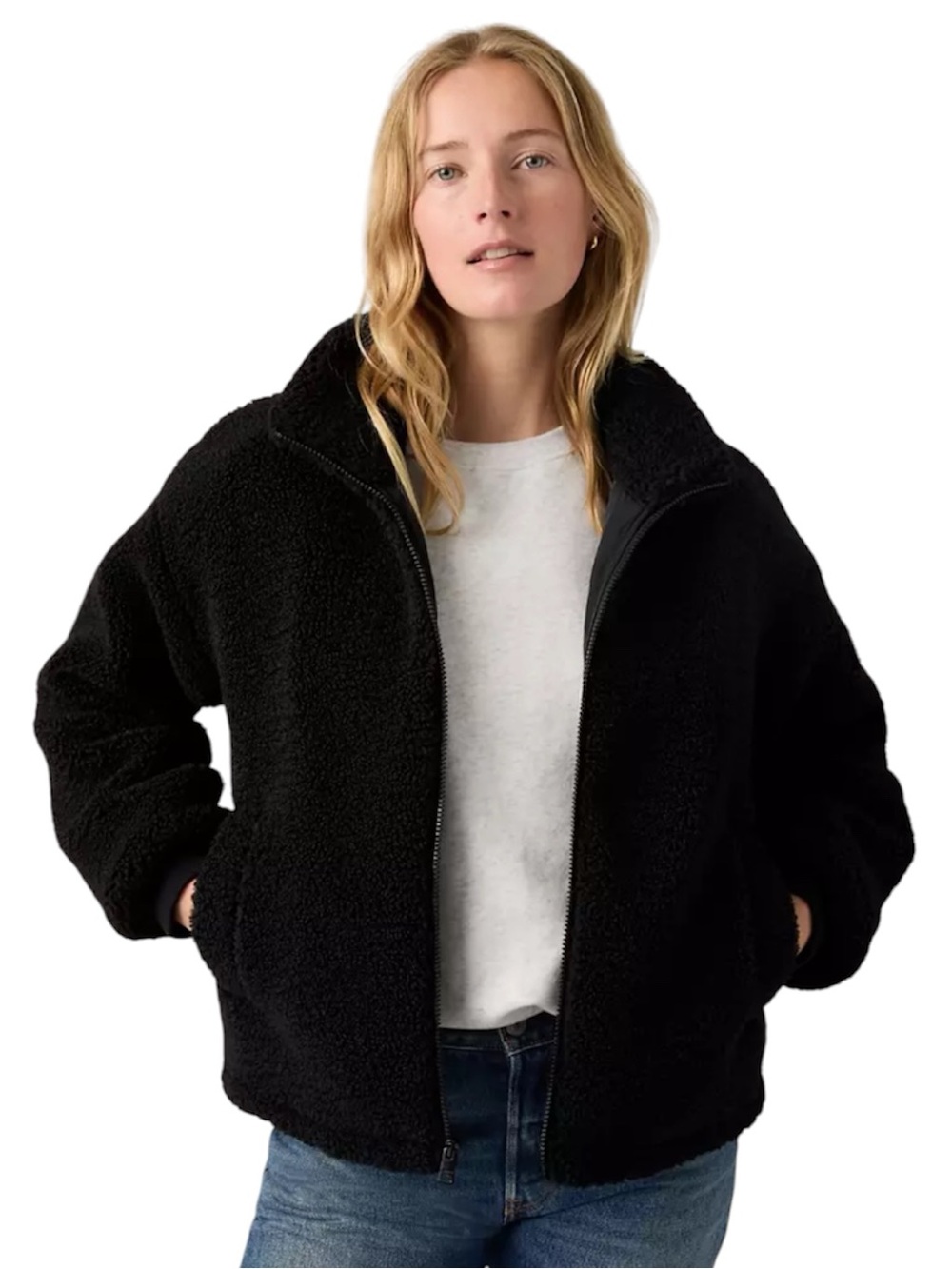 Levi's Black Teddy Sherpa Full Zip Fleece Jacket